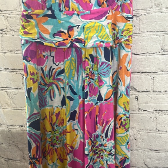 Lilly Pulitzer Amanda Besame Mucho Pink Blue Floral Maxi Dress Size XL - Picture 7 of 15